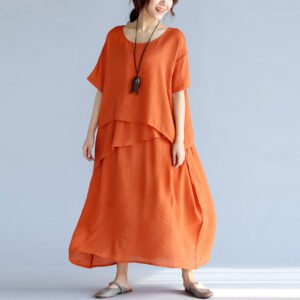 Pure Color Artistic Long Dress