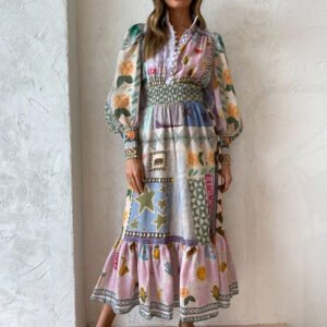 Multicolored Casual Long Dress